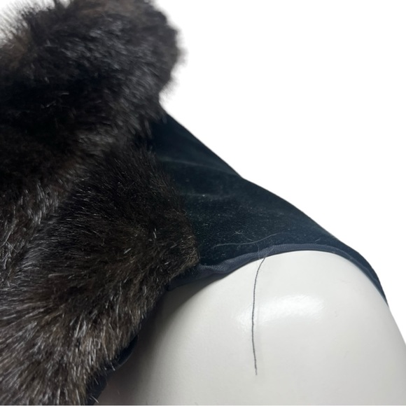 VTG 80's/90's Kathleen for Sweet Herb Dark brown Faux Fur/Velvet Vest Sz M/L - Picture 10 of 13
